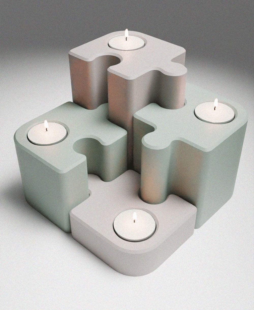 Puzzle tea light holder 3d model