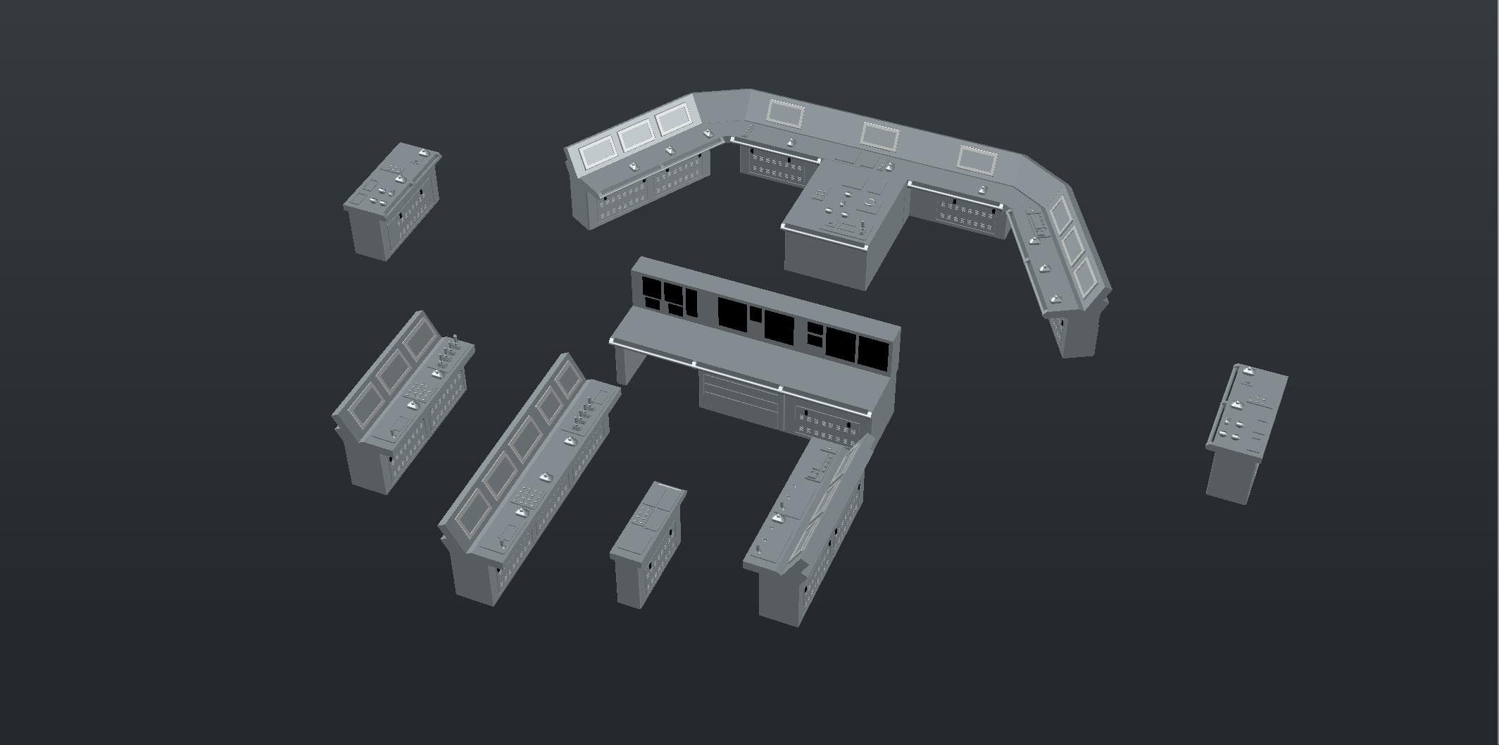 1:50 Ship Command Console Set 3d model