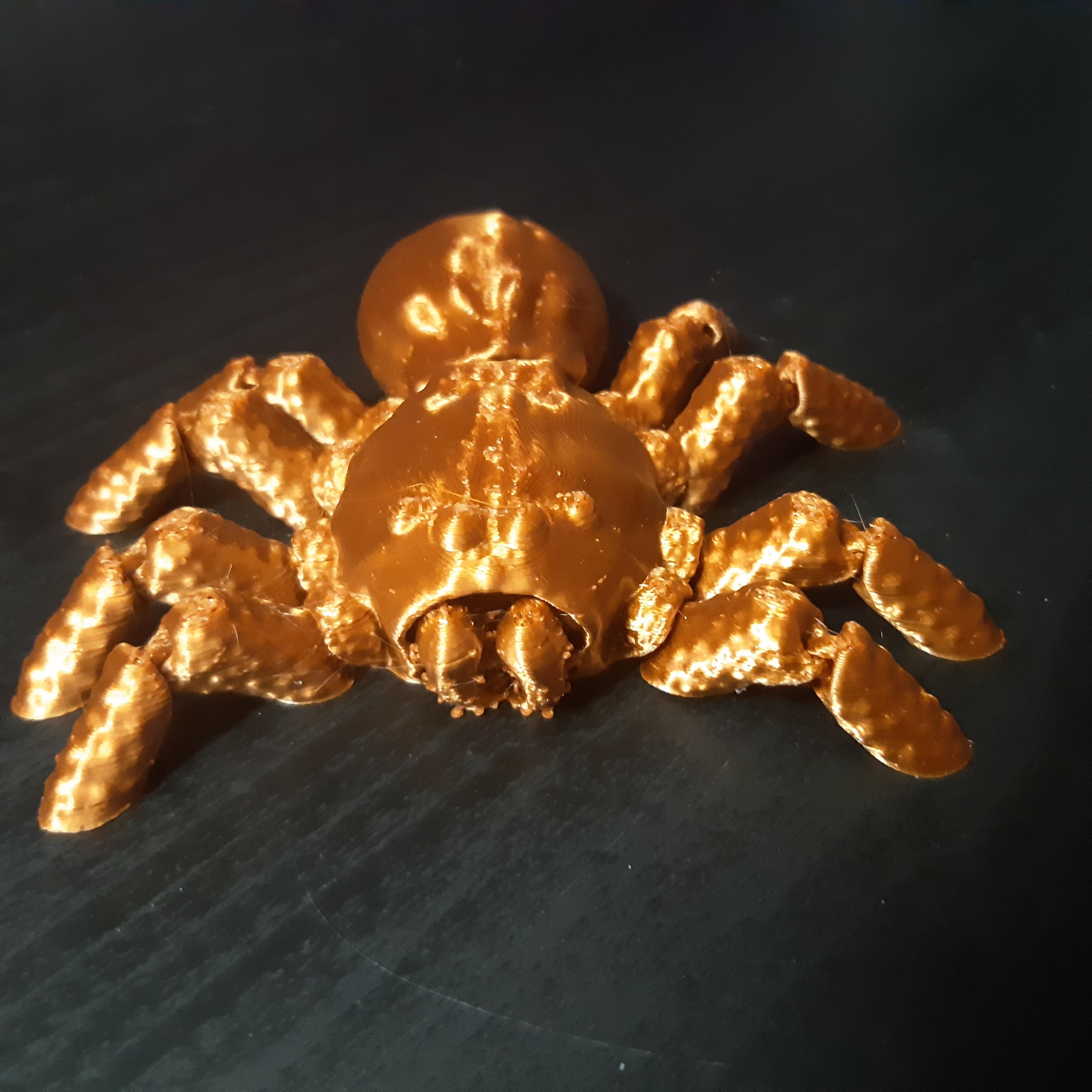 FLEXI CHUNKY SPIDER WITH HAIRY FANGS - PRINT-IN-PLACE - SUPPORT FREE 3d model