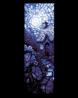 The cottage in the woods memorialized in a blue mosaic design - Set of bookmarks 3d model