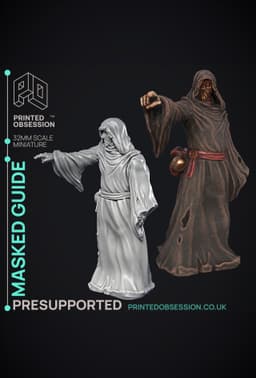 The Masked Guide - Wondering Desert - PRESUPPORTED - Illustrated and Stats - 32mm scale 3d model