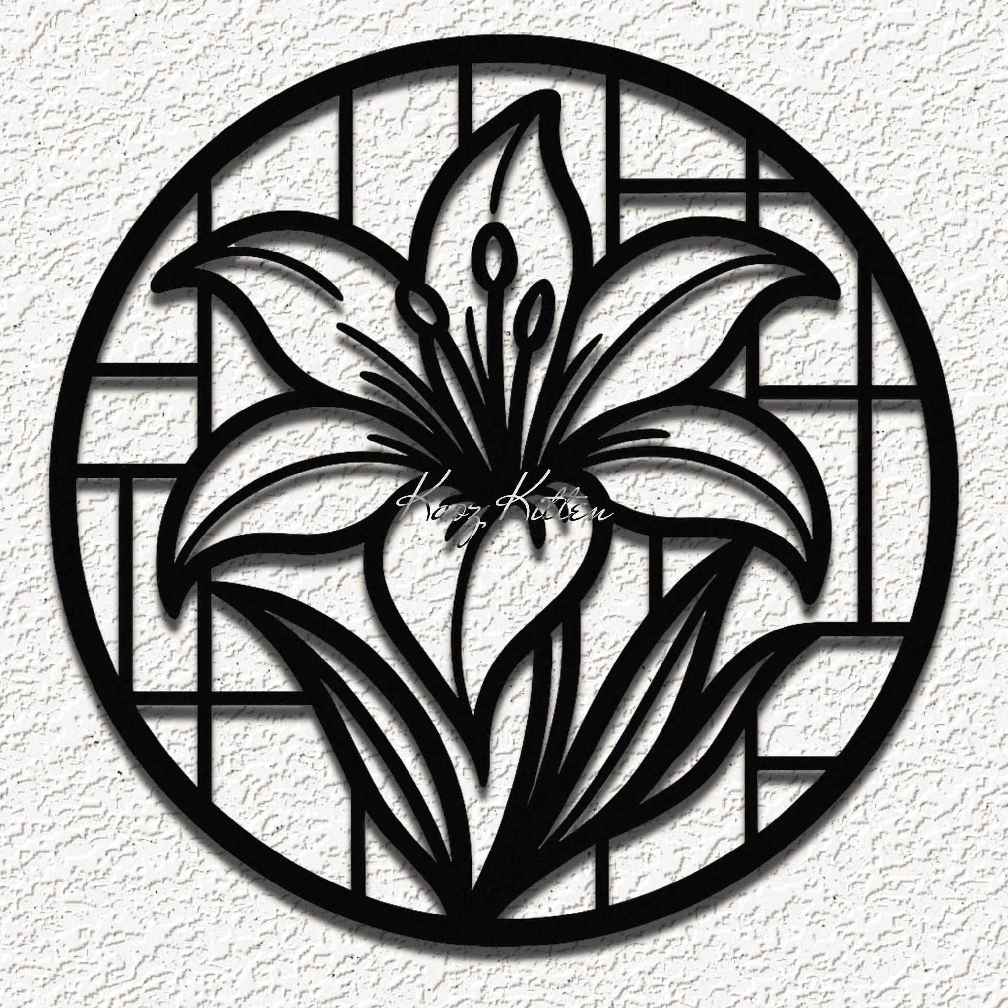 lily flower glass wall art home decor 3d model