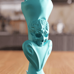 Gothic Skull and Heart Pillar Candle Holder 3d model