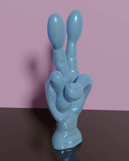 Peace Sign Alien Hand - Support Free - Free Standing Sculpture - Headphone Stand 3d model
