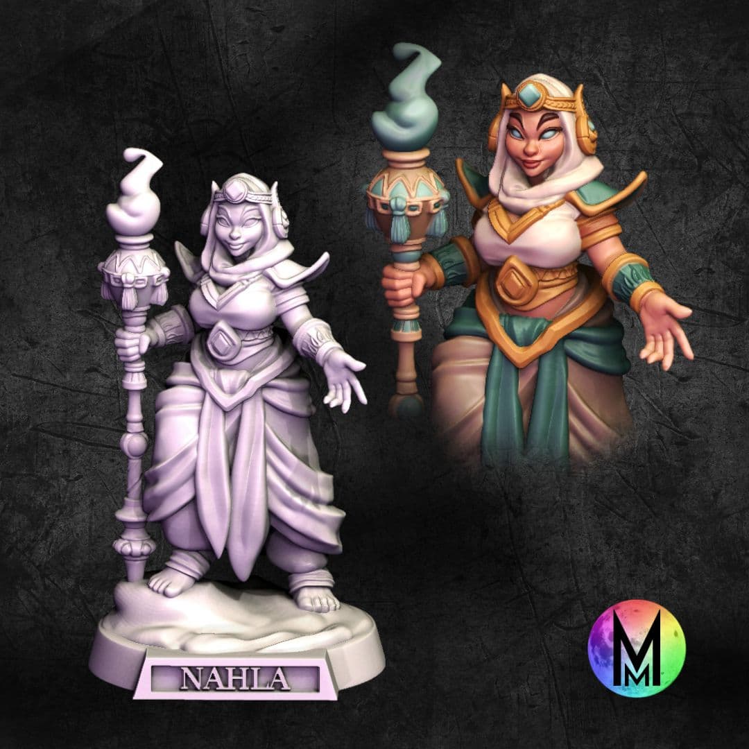 Water Genasi Cleric - Nahla the Genasi Priest ( Female Genasi with staff ) 3d model