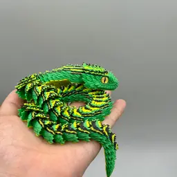 Articulated Bush Viper Snake | Pre-Painted + Optional 8mm Glass Eye Version 3d model