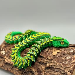 Articulated Bush Viper Snake | Pre-Painted + Optional 8mm Glass Eye Version 3d model