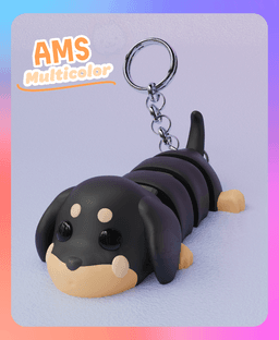 Flexi Dachshund Dog Keychain (Multicolor) 3d model