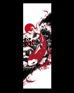 Bookmark set - artwork of the Koi swimming 3d model