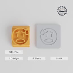 Anxious Face Stamp Tile, 5 Sizes, Perfect for Clay, Cookies & Fondant, Worried Emoji, Apprehensive Expression, Nervous Craft Mold PRODUCT_2464 3d model