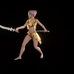 Dual-Blade Fantasy Warrior 3d model