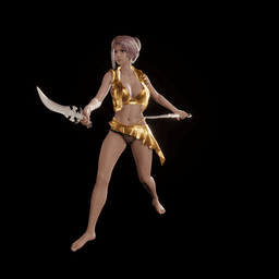 Dual-Blade Fantasy Warrior 3d model