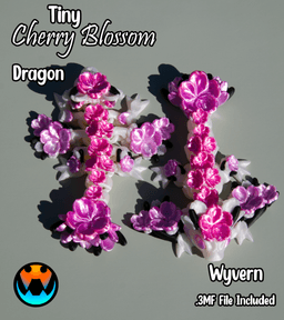 Tiny Cherry Blossom Dragon & Wyvern 3d model