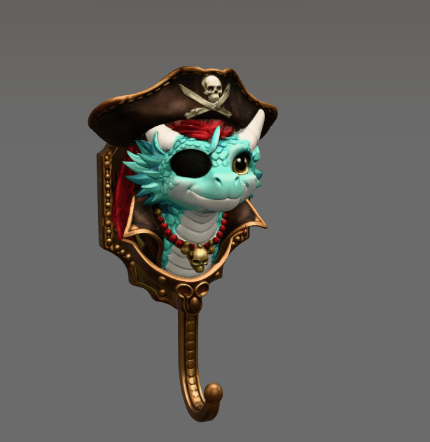 Pirate Dragon Key Holder STL File for 3D Print 3d model