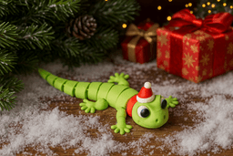 Flexi Christmas Lizard – Cute Poseable Holiday Toy 3d model