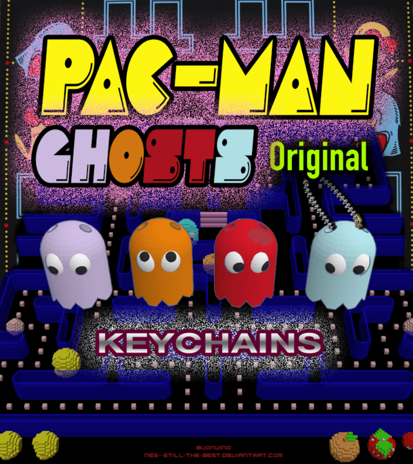 PAC-MAN Ghosts keychain collection 3d model