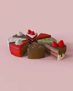 Cake Slice Fidget Clicker Keychain – Birthday Collection 3d model
