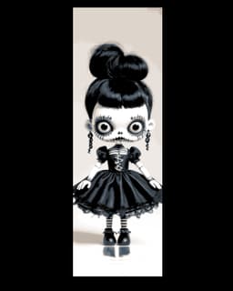 Day of the Dead Doll in the style of a Gothic dressed girl - Set of bookmarks 3d model