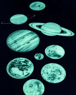 Glowing Solar System // 8 Planets + Moon Glow Filament Decals 3d model