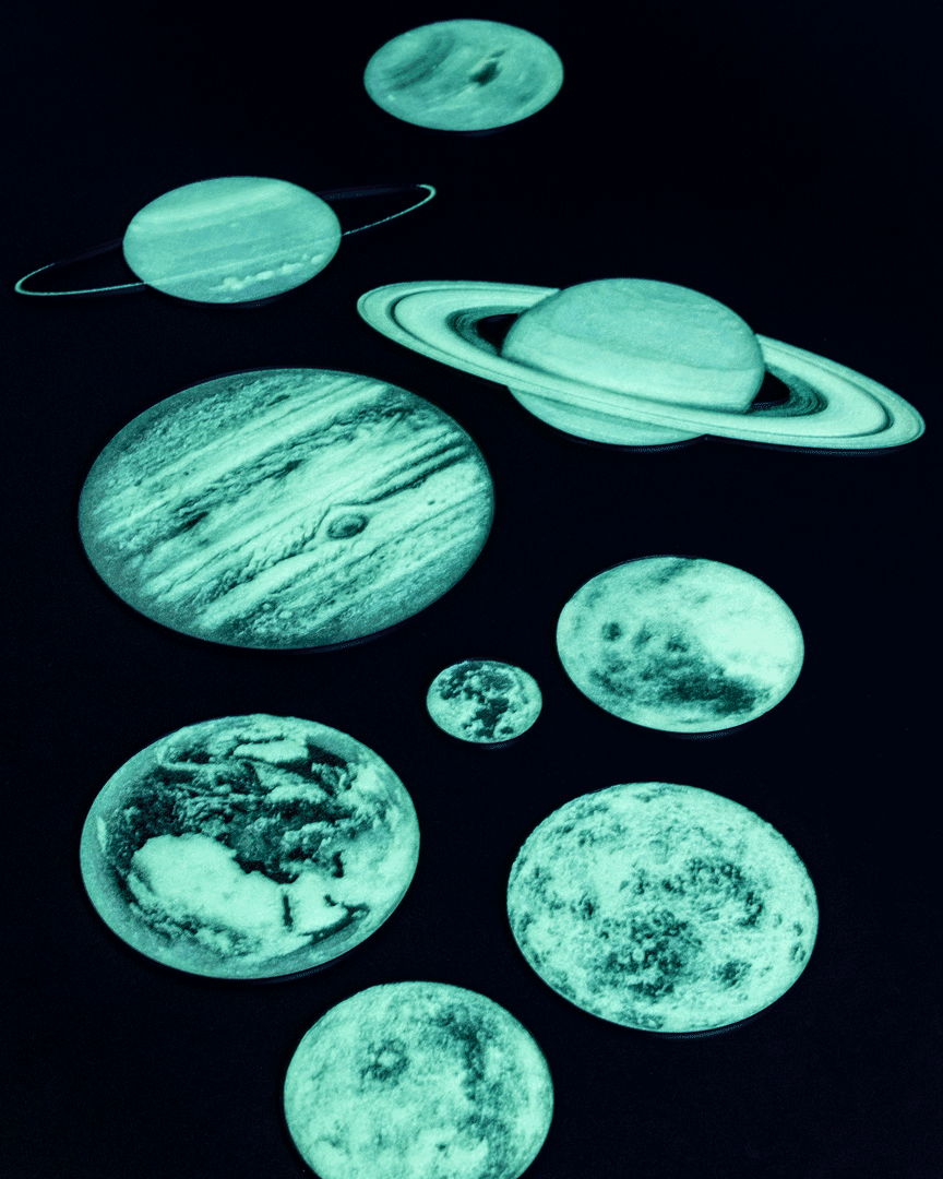 Glowing Solar System // 8 Planets + Moon Glow Filament Decals 3d model