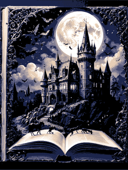 The imagination conjures the villain's castle at midnight - #9 in the open book series 3d model