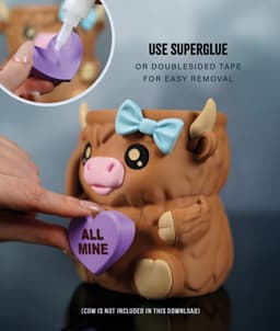 Heart & Bow Addon - for Highland Cow Ice Pint Holder 3d model
