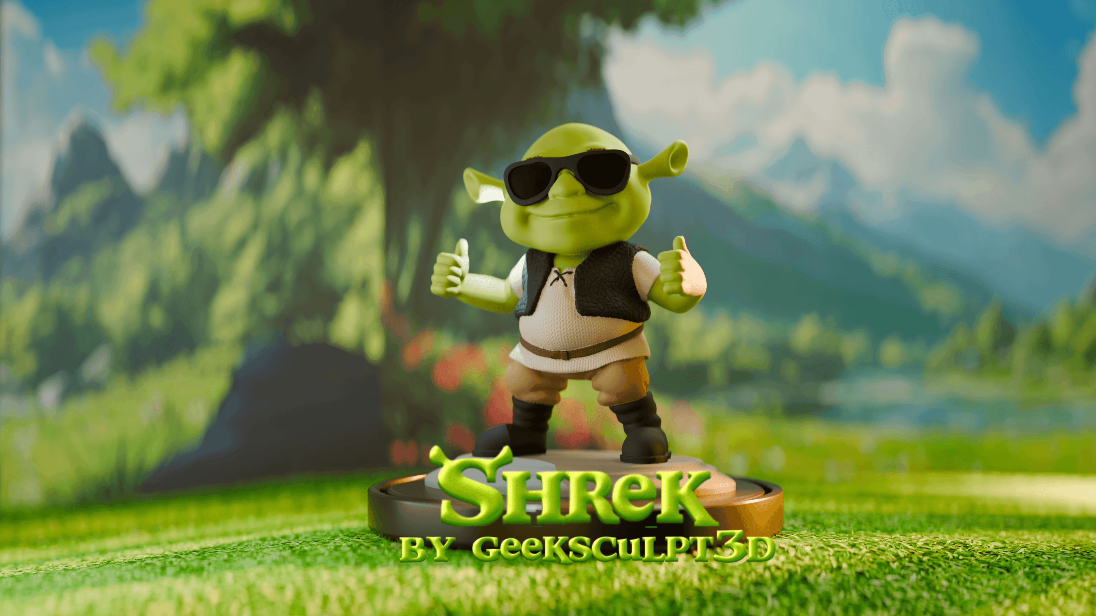 Shrek 3D-Printed Figurine with Thumbs Up 3d model