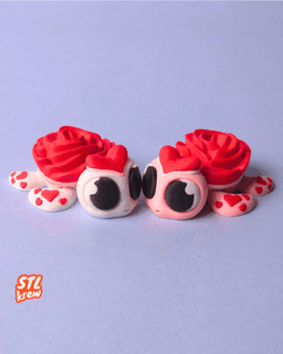 Articulated Rose sea turtle - Valentine heart turtle 3d model