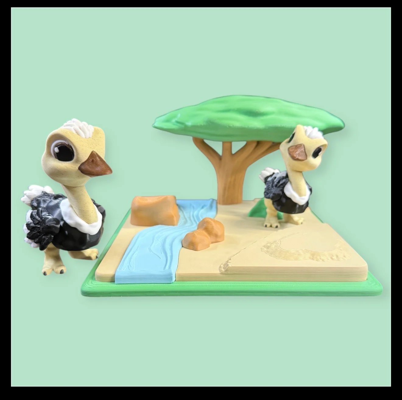 Ostrich and Savannah Mini World 3d model