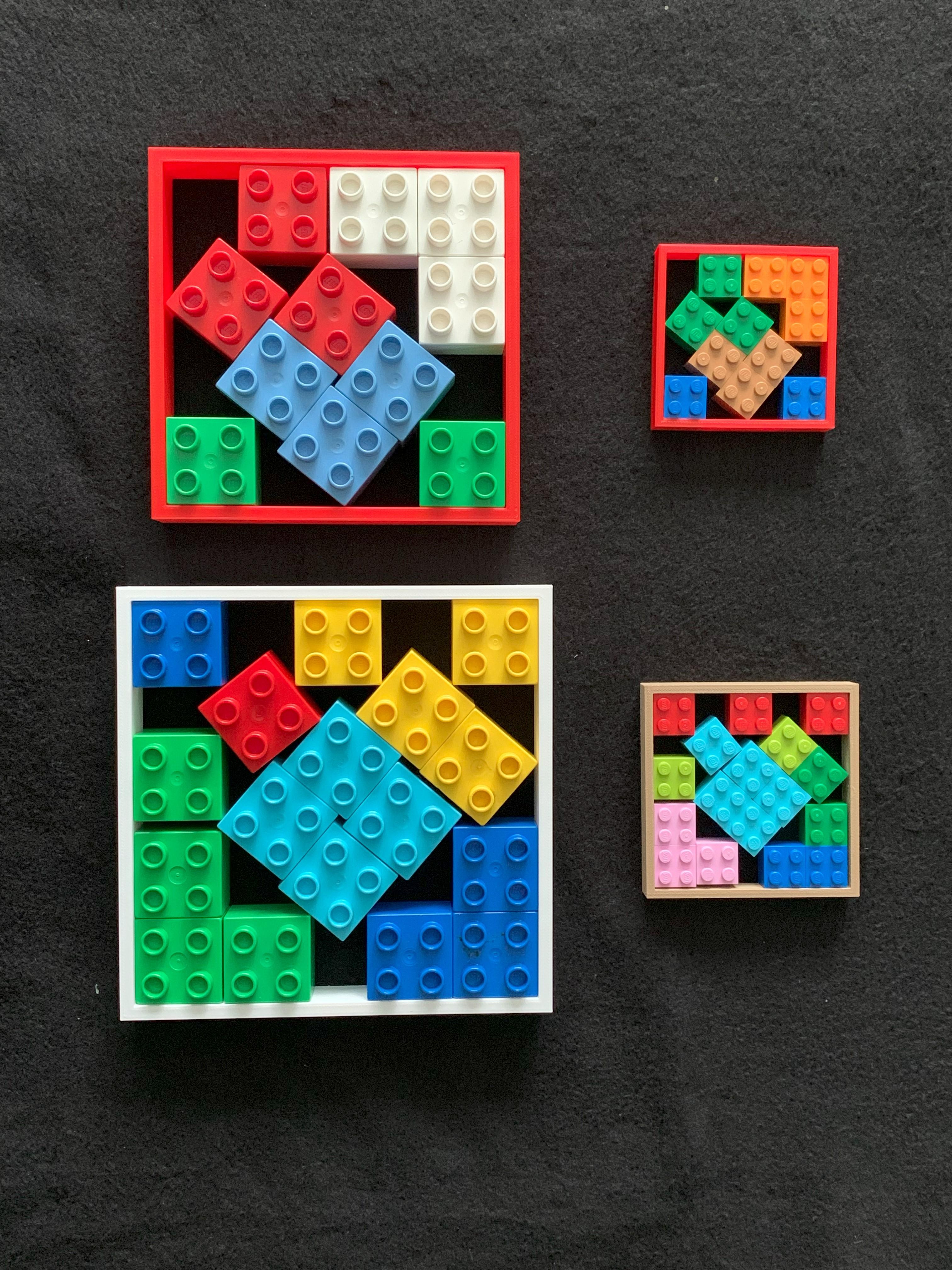 Square Packing Puzzle 11 and 17 Squares 3d model