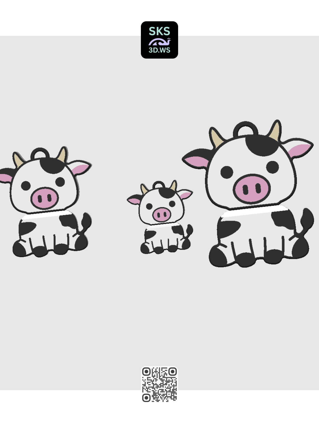 Cow Wiggle Head Keyring 3d model
