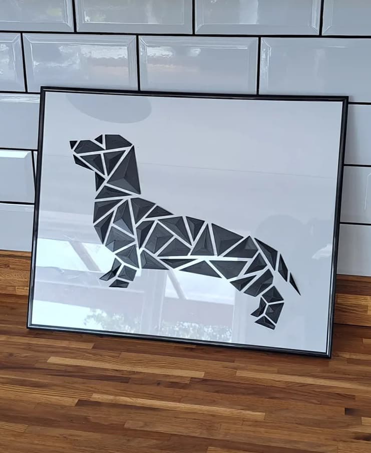 āDachshund styleā - Geometric dog wall art 3d model
