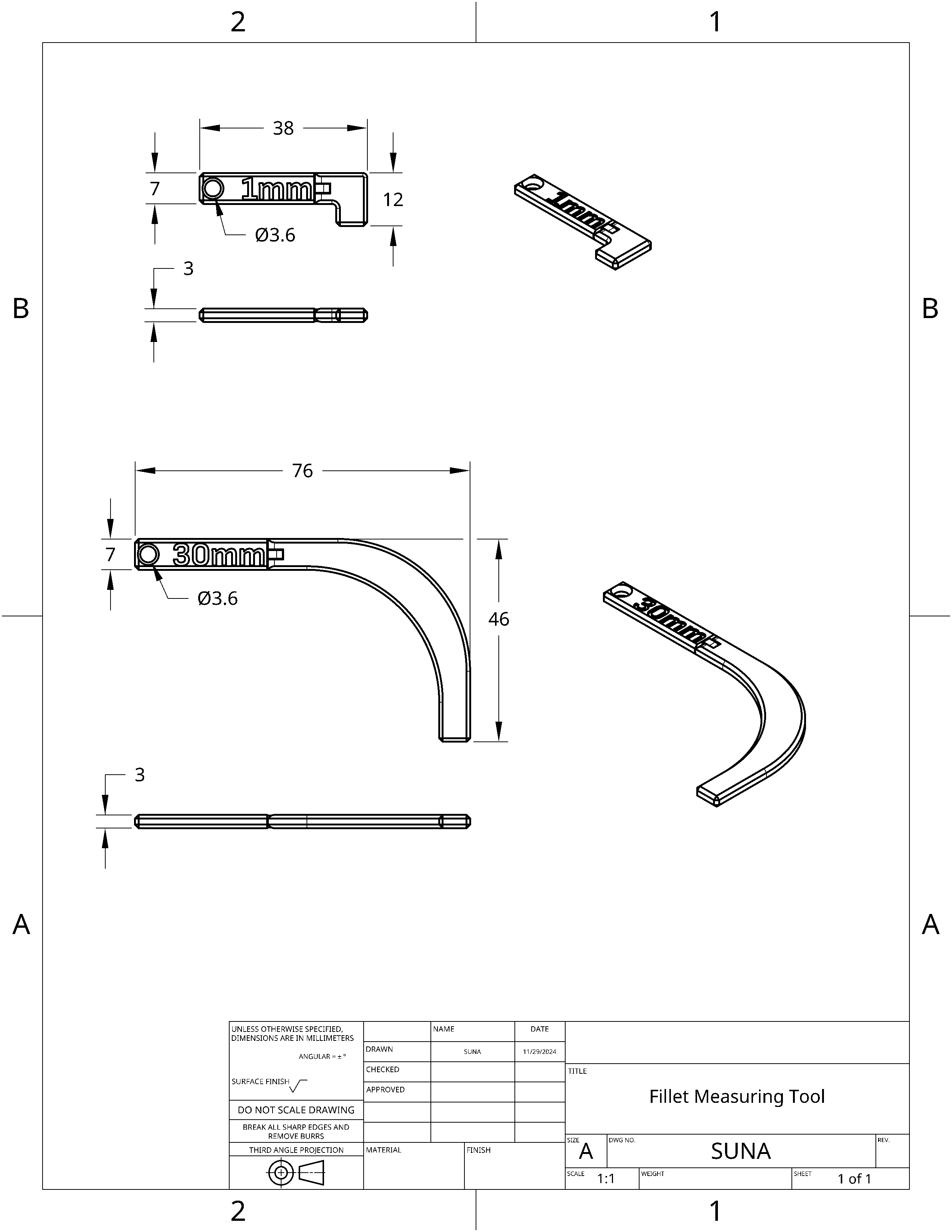 Fillet / Radius Measuring Set 3d model