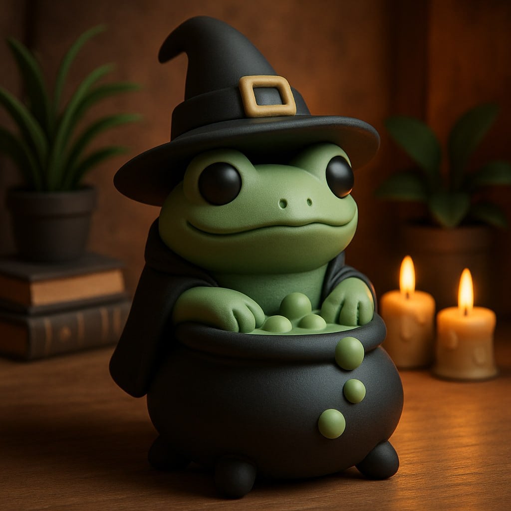 Witch Frog Figurine — Halloween Fantasy Sculpture 3d model