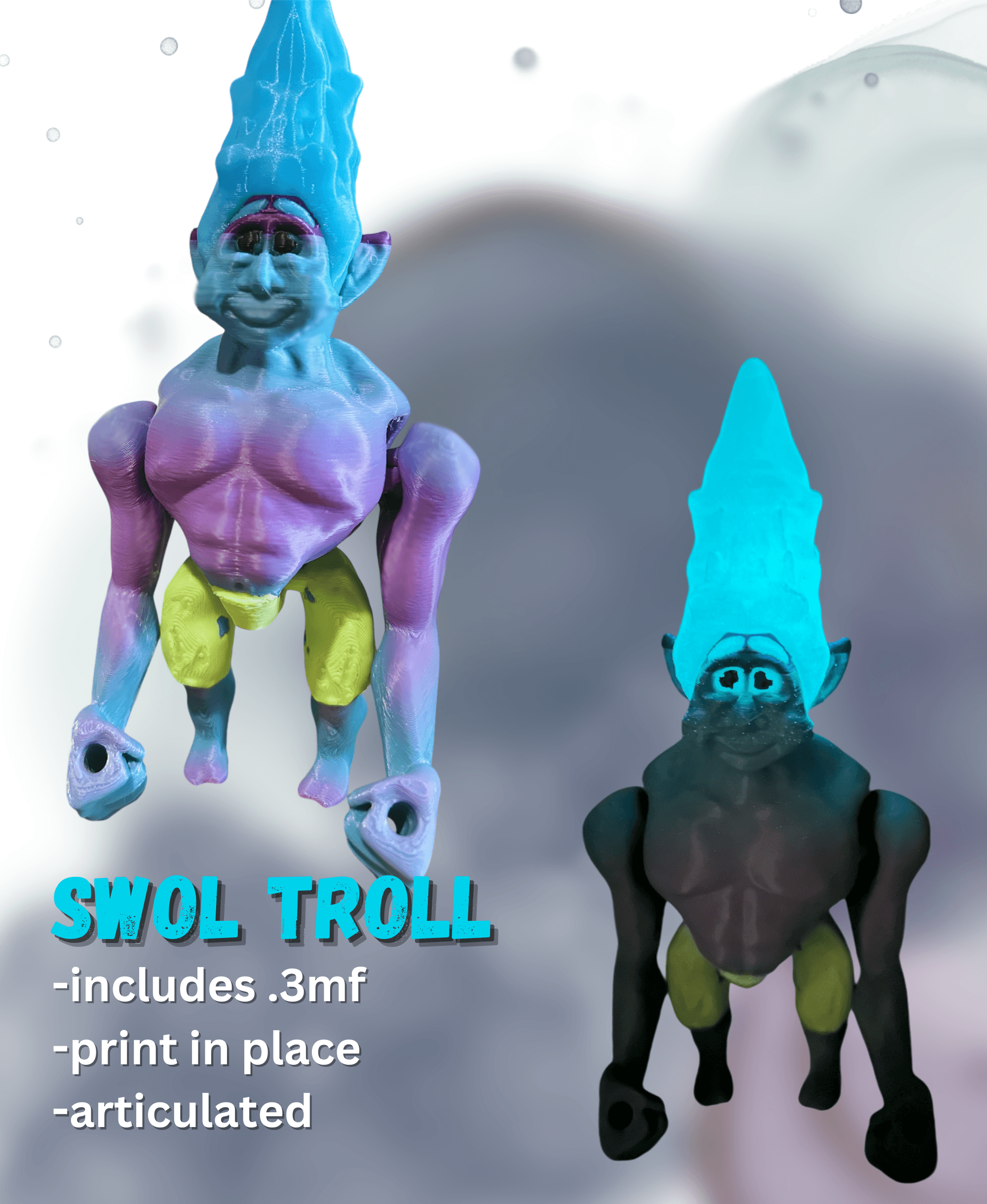 Swol Troll Flexi - Print in place - Articulated Flexi by 3digiprints 3d model