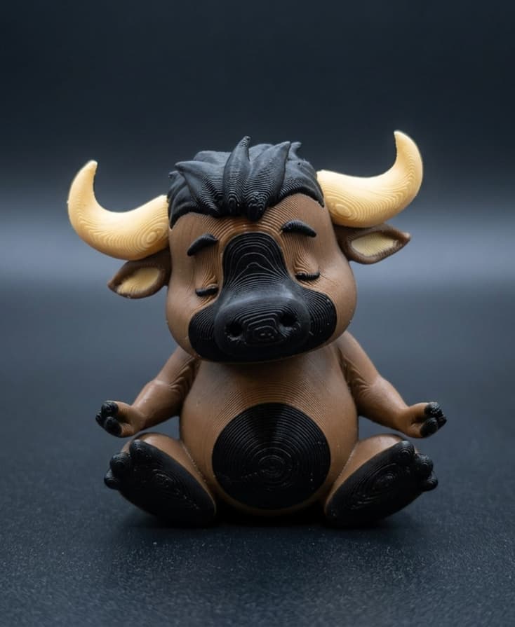 Zen Buffalo mini flexi, fridge magnet and keychain 3d model