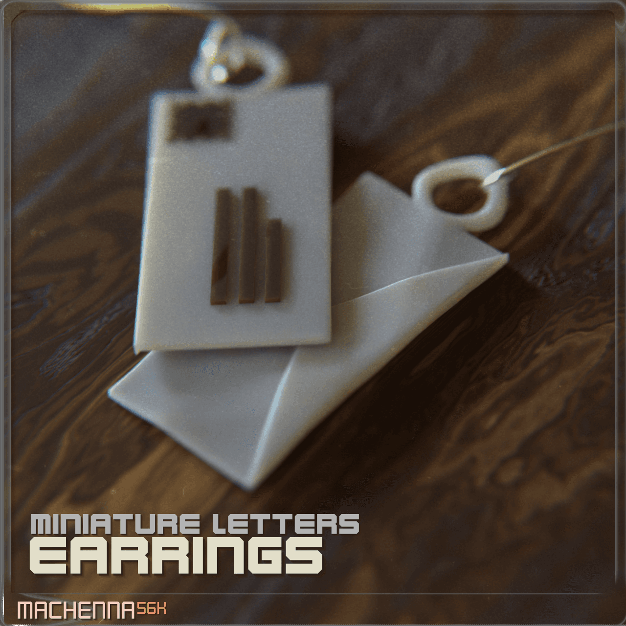 Miniature Letters Earrings Set 3d model