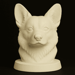 Pembroke Welsh Corgi Dog Bust, STL File, 3MF File, 3D Printable Dog Statue, Pet Memorial Download 3d model