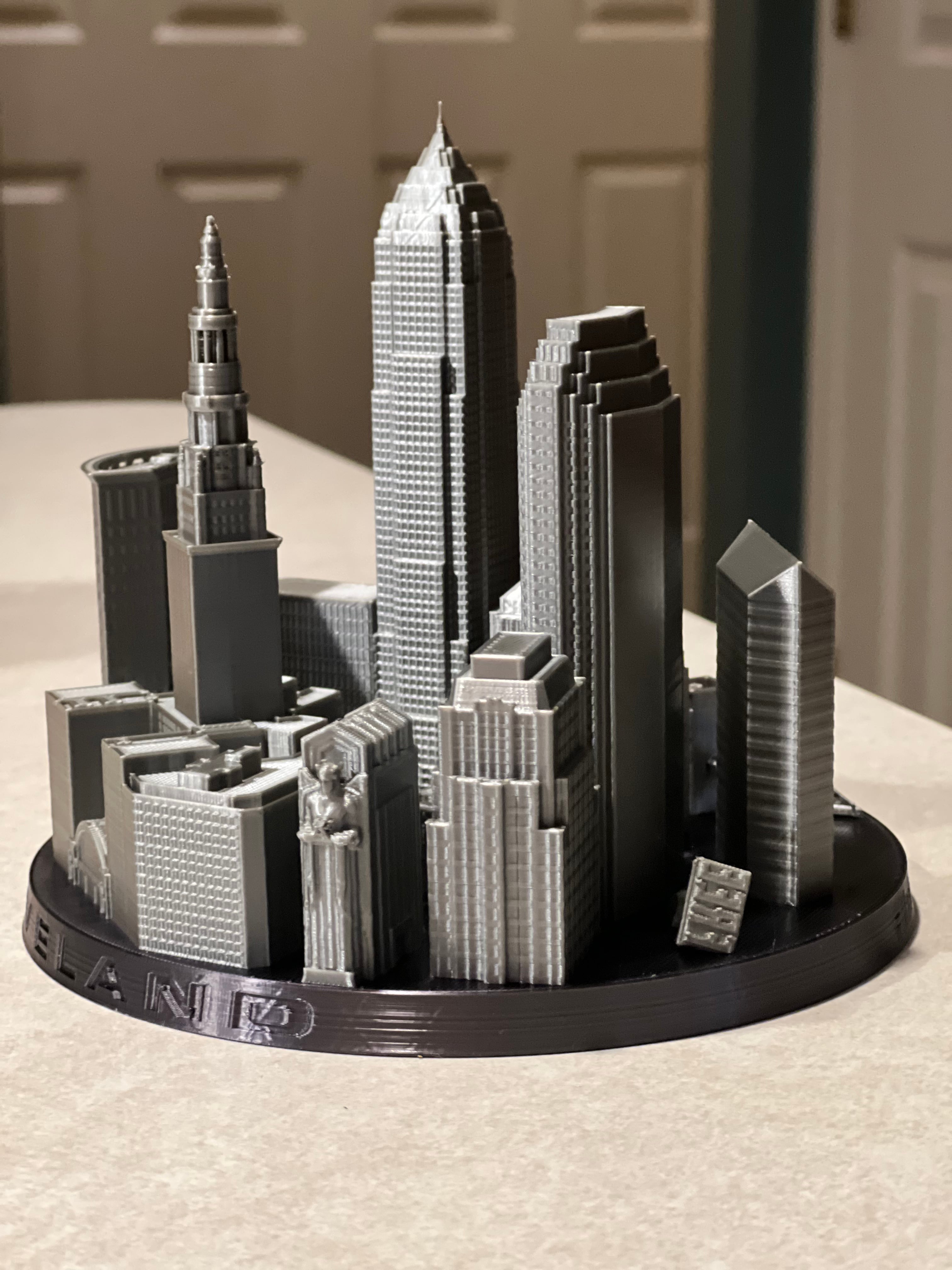 This is Awesome!
I used Black silk for the base and switched out filament to silver silk for the building's.
Printed at 100% scale with 20% infill on a
Ender 3 Neo.