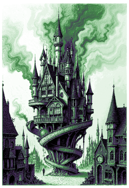 Quirky Fantasy - the Castle at the Center of the Town - Wall art Hueforge 3d model