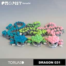 Articulated Dragon 031 - Print in place - No supports - Free - 3mf - STL 3d model