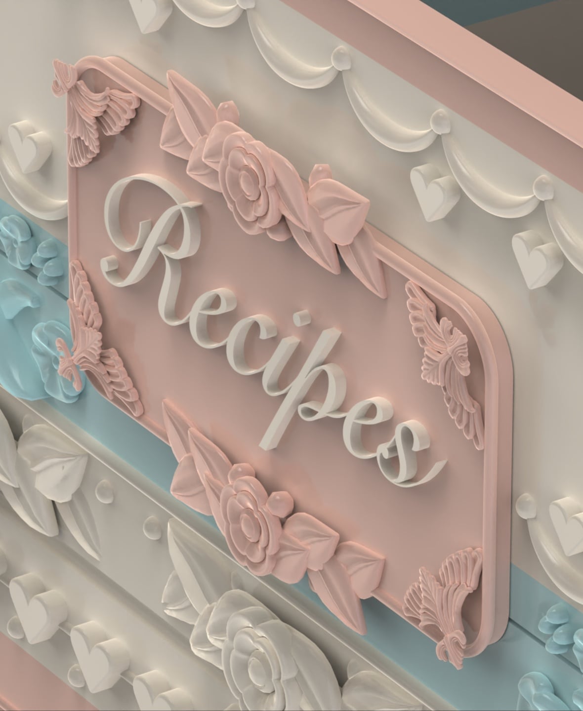 Victorian Pastel Recipe Box 3d model