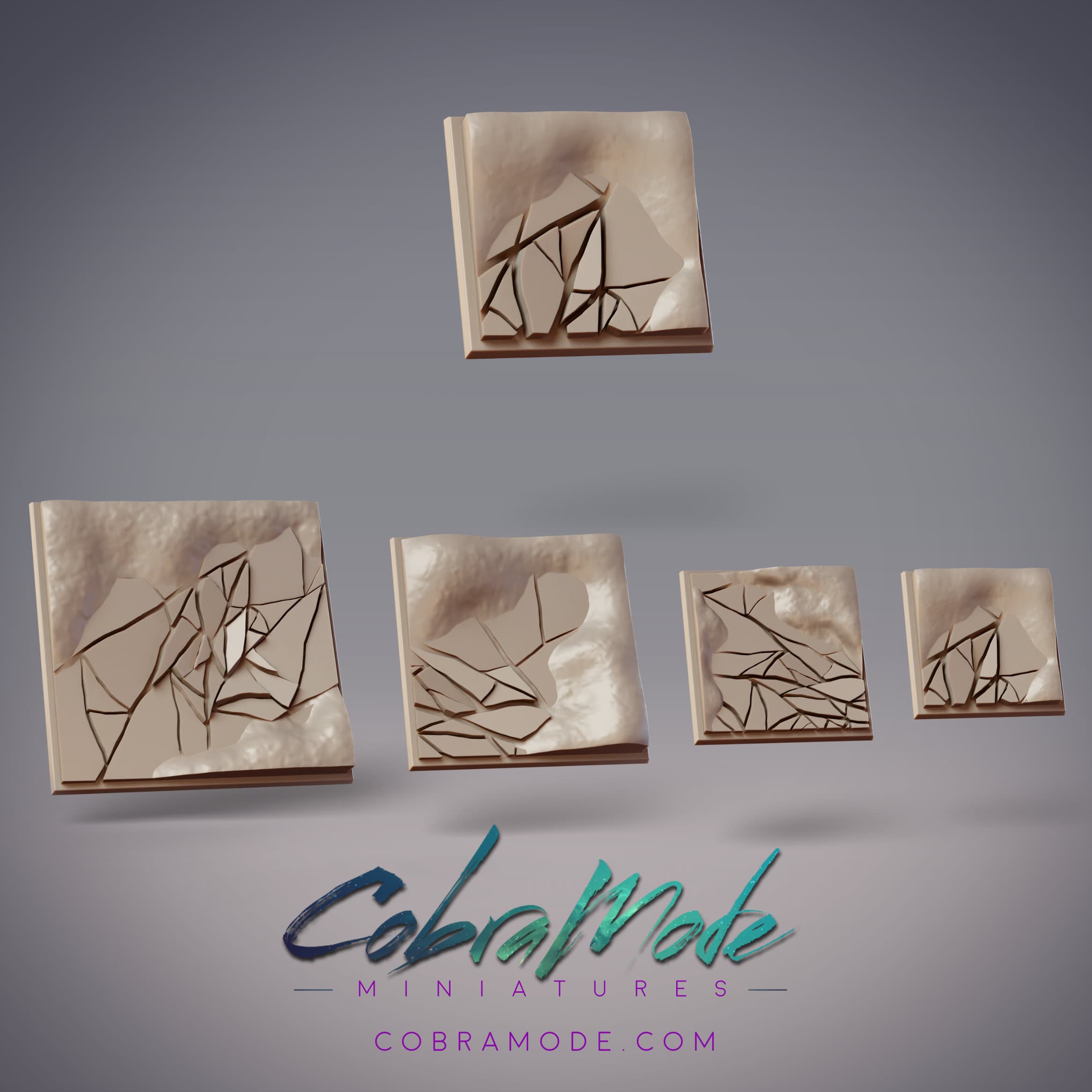 Cracked Ice Square Base Pack (4pcs) 3d model