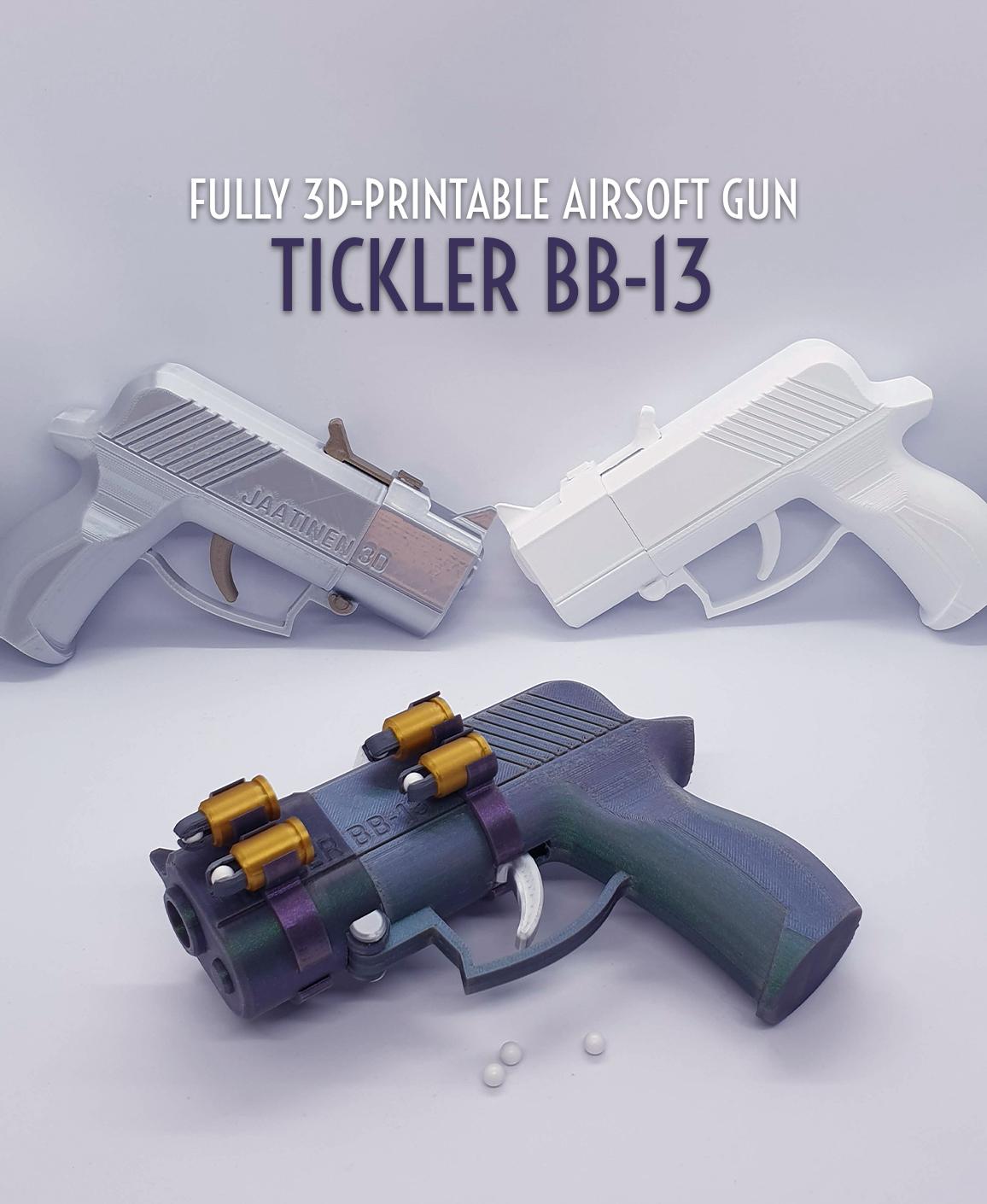 Tickler BB-13 — Fully 3D-printable airsoft gun with bullets 3d model