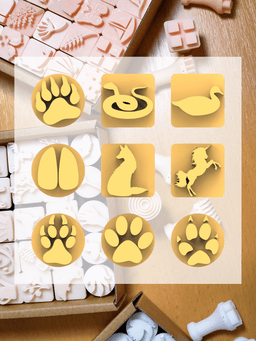 Ceramic Clay Stamp Set – Animal Tracks & Shapes (9 pcs) 3d model