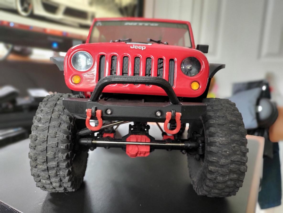 Refined Jeep Wrangler front bumper with Bull Bar for SCX10 3d model