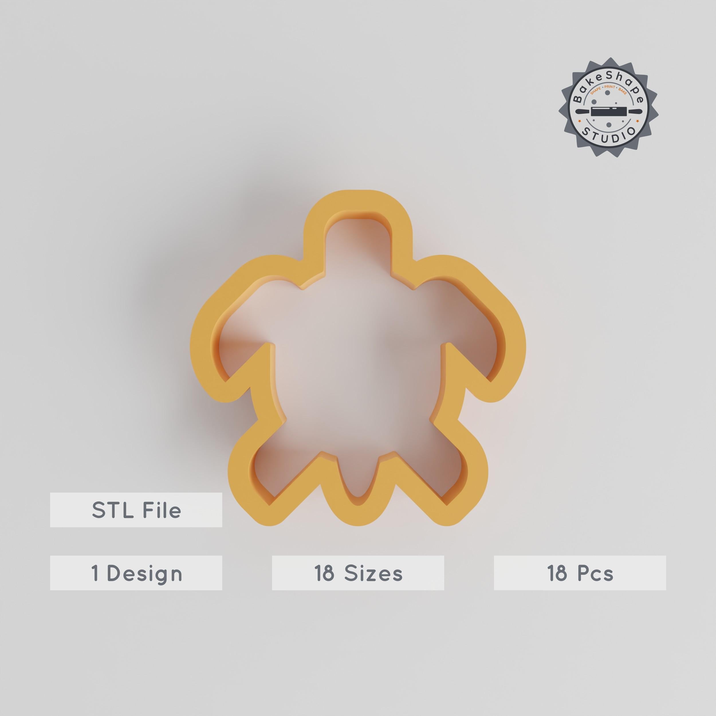 Turtle Shape Cutter Set, 18 Sizes, Cookie & Fondant Cutter, Clay Craft Tool, Animal Reptile, Ocean & Marine Themes PRODUCT_1299 3d model