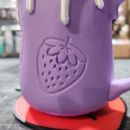 Strawberry Icing Mug + Coaster STL Files | Kawaii 3D Print Design | Strawberry Drinkware 3d model