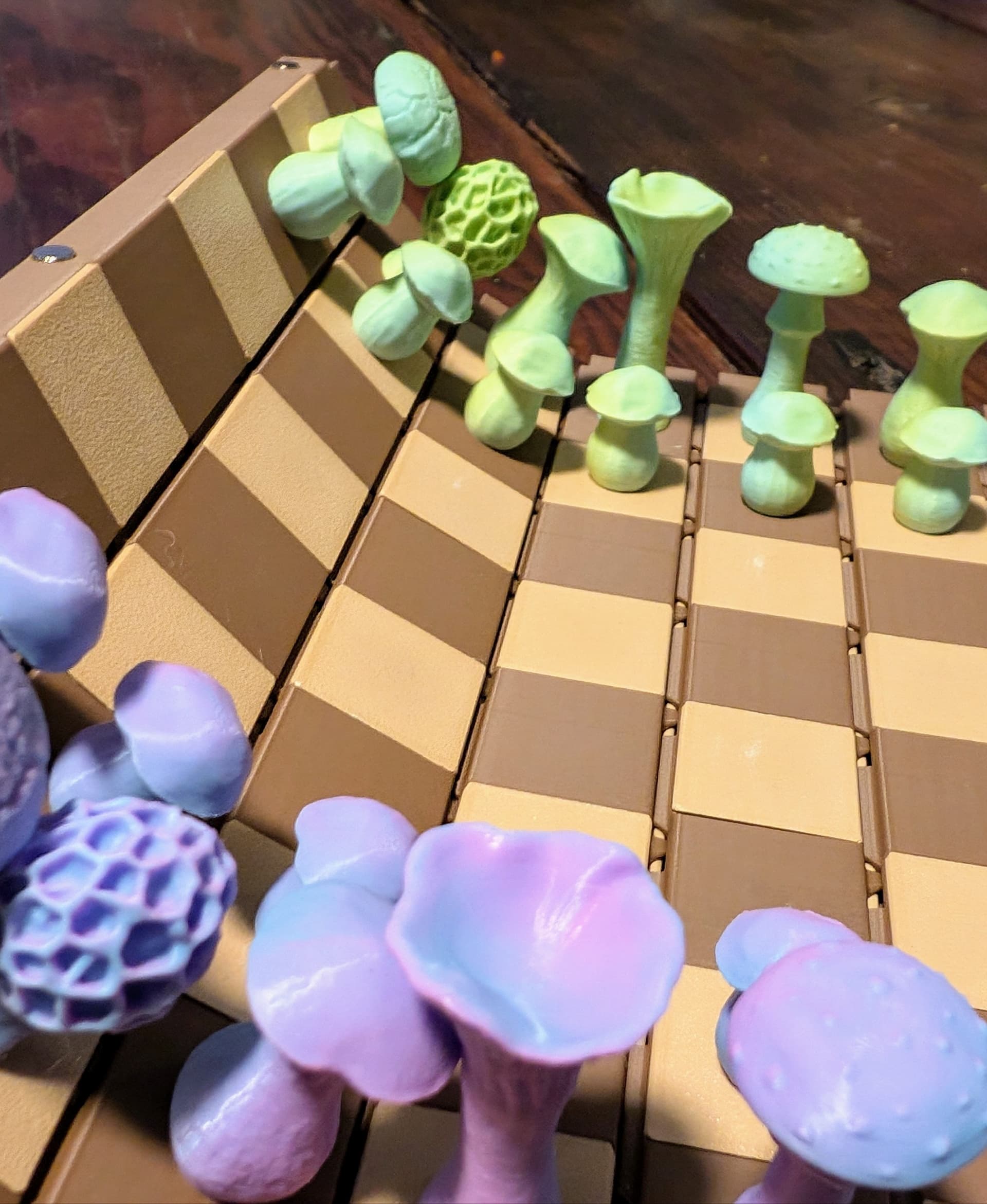 Works great with two-color filament give the 'shrooms magical vibe and added magnets for stability.