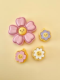 Smiley Flower Multi and Single Clicker Keychain Fidget Toy Bundle 3d model